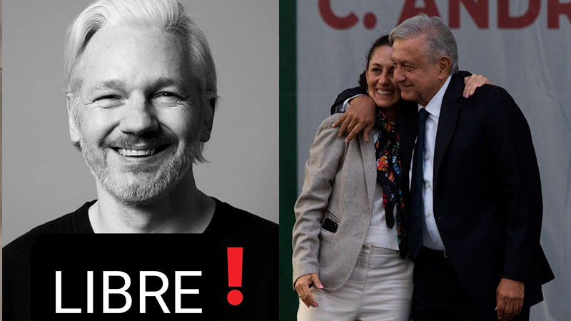 AMLO  y Sheinbaum celebran la liberación de Assange 