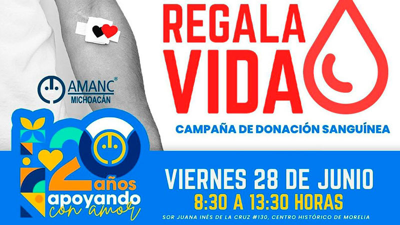 AMANC Michoacán invita a jornada de donación de sangre este viernes 