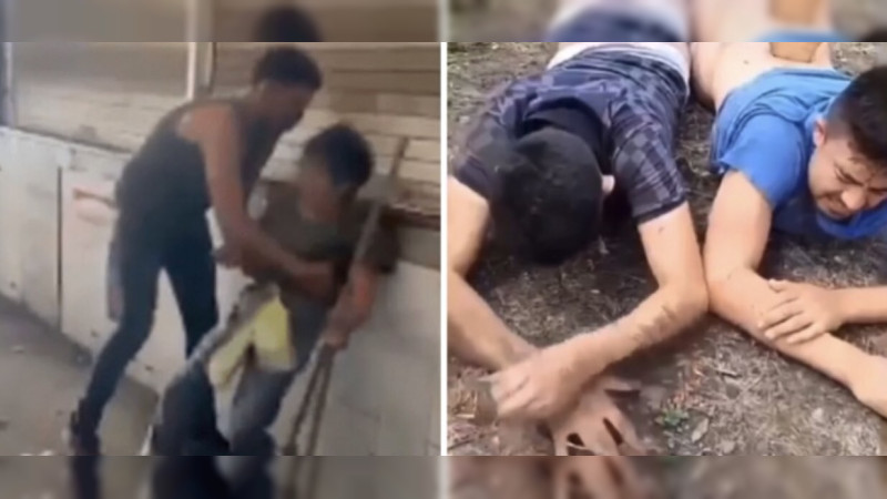 Maltratan jóvenes a mujer desvalida y “la plaza” ordena tablearlos, en Sahuayo, Michoacán 