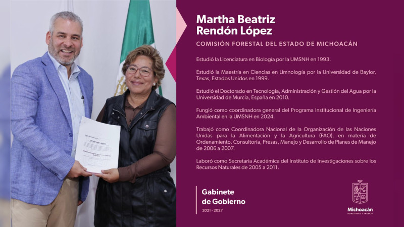 Designa Bedolla a Martha Rendón como titular de la Cofom 