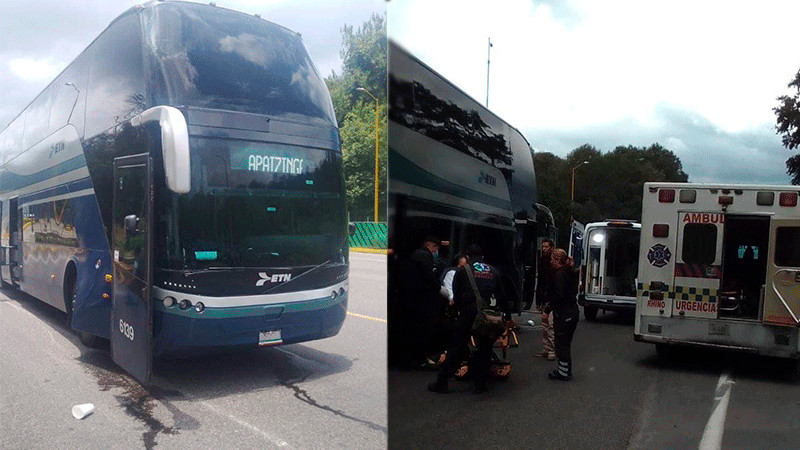 Durante paso de autobús ETN en caseta de Zirahuén, se activa por error sistema anti-evasión; hay lesionados 