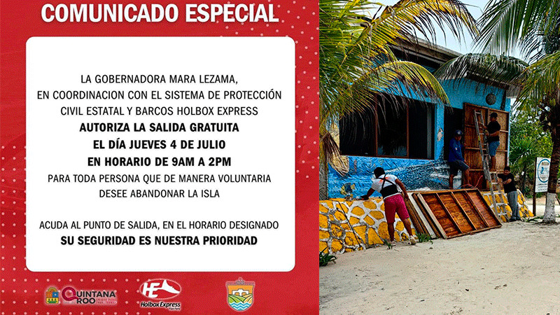 Quintana Roo se encuentra en alerta amarilla por acercamiento de Beryl; habitantes de Holbox se preparan para abandonar isla 