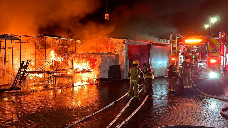 Confirman 24 puestos afectados por incendio en Mercado Independencia de Morelia, Michoacán 