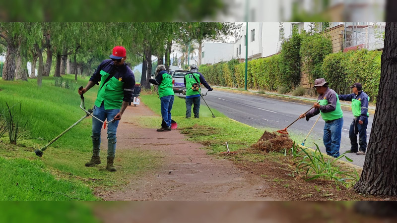 Trabaja Gobierno de Morelia en limpieza de camellones al sur de Morelis