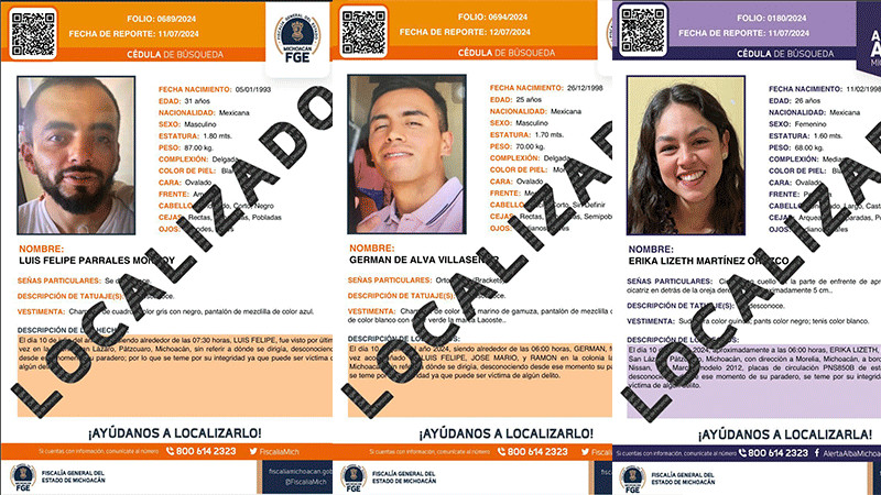 Localizan con vida a los cinco jóvenes desaparecidos en Pátzcuaro