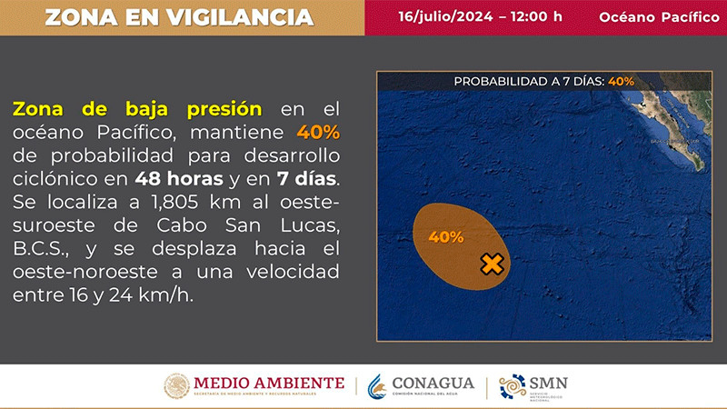 Centro Nacional de Huracanes advierte sobre la formación de ciclón tropical cerca de Cabo San Lucas 