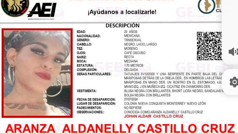 Colectivos exigen búsqueda de joven trans desaparecida en Monterrey 