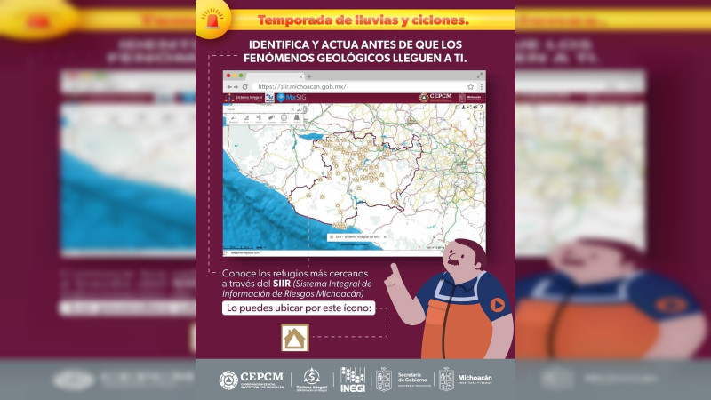 Listos 337 albergues para temporada de lluvias en Michoacán: PC 