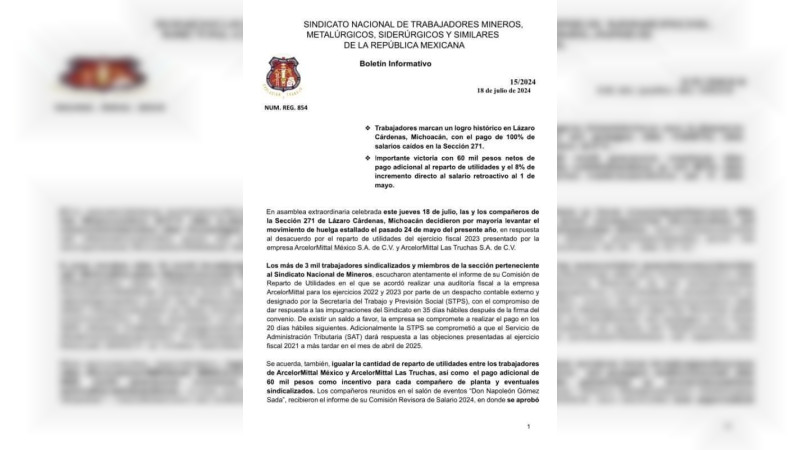Termina huelga en ArcelorMittal en Lázaro Cárdenas; llegan acuerdo con mineros 