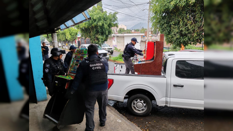 Aseguradas más de mil 500 máquinas tragamonedas en operativos en 6 municipios de Michoacán 