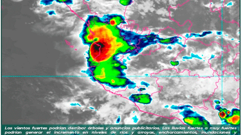 Se pronostican lluvias fuertes con puntuales muy fuertes en regiones de Michoacán y estados del Occidente de México 