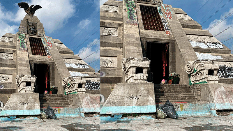 Se incendia pirámide del Monumento a la Raza n Ciudad de México 