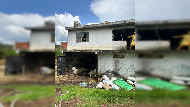 Se incendia fábrica de escobas en Pátzcuaro, Michoacán 