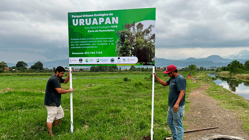 Colocan señalética en el Parque Urbano Ecológico de Uruapan