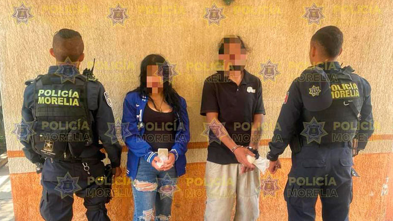 Arresta Policía Morelia a dos sujetos con sustancia ilícita  