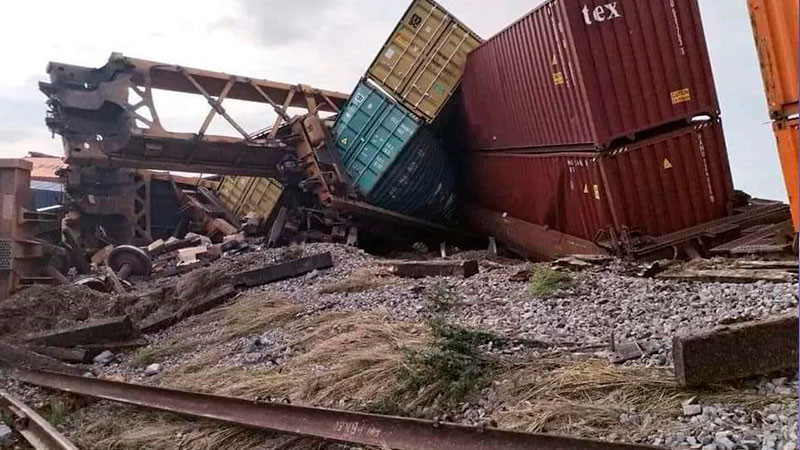 Se descarrila tren en La Barca, Jalisco 