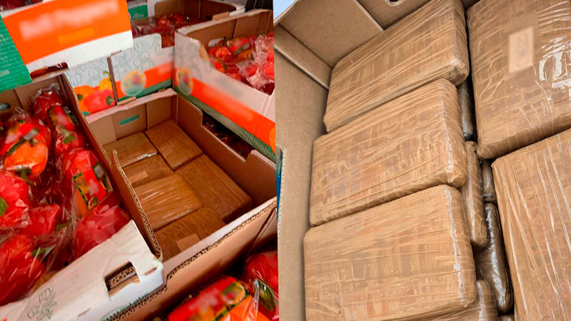 En Sonora, aseguran 14 kilogramos de droga transportado en cajas de pimiento 