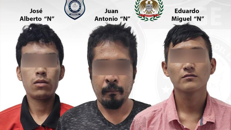 Detienen a tres presuntos extorsionadores relacionados con un grupo delictivo de Cuautla, Morelos 