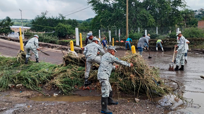 Por lluvias en Sahuayo, Michoacán, activan SEDENA  y GN Plan DN-III-E y Plan GN-A 