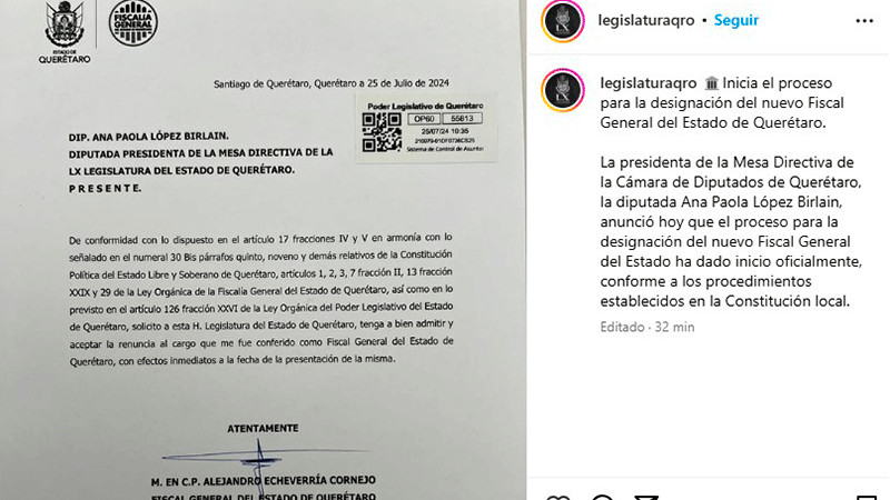 Inicia el proceso para designar al nuevo Fiscal en Querétaro 