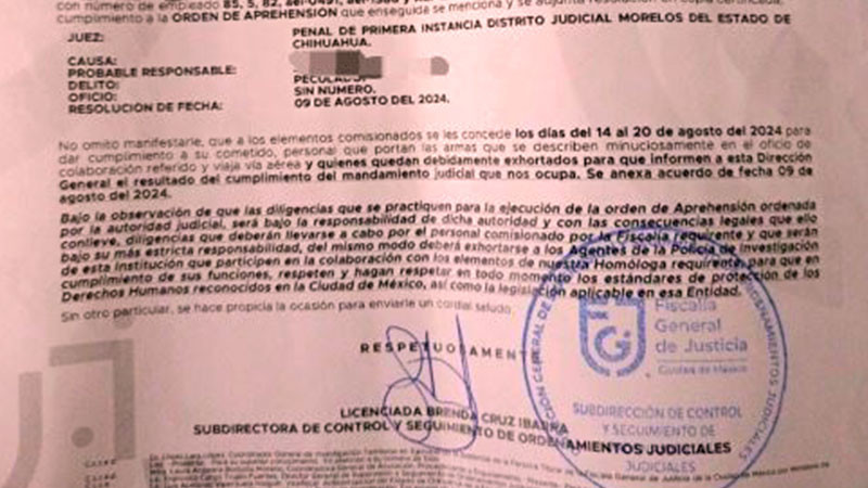 Documento muestra que Fiscalía de CDMX sí había aceptado colaborar en detención de Javier Corral  