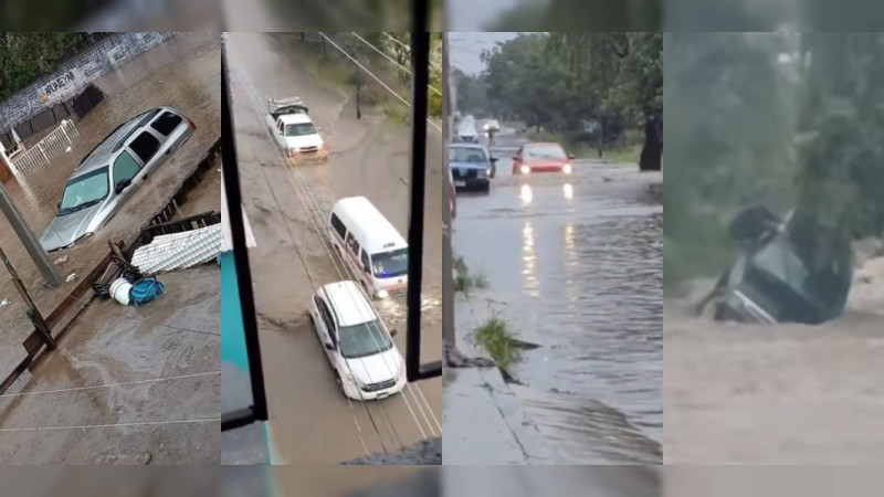 Lluvias convierten a Morelia en “Nueva Chalco”: Calles inundadas, autos varados y megabaches tras tormenta 
