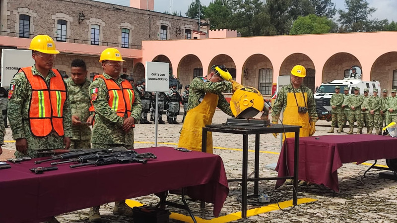 Destruirá SEDENA más de 400 armas en Morelia 