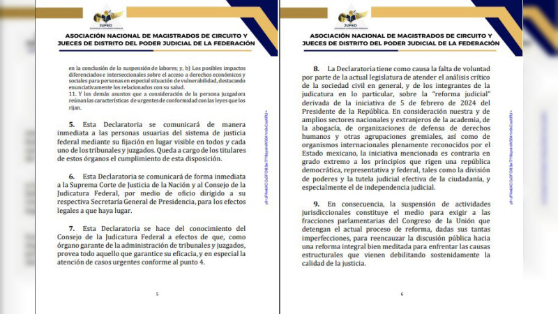 Jueces y magistrados convocan a diálogo con legisladores para frenar dictamen a reforma judicial