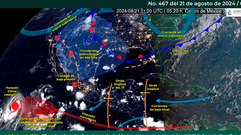Prevén lluvias puntuales intensas en cinco estados del este y sureste del país 