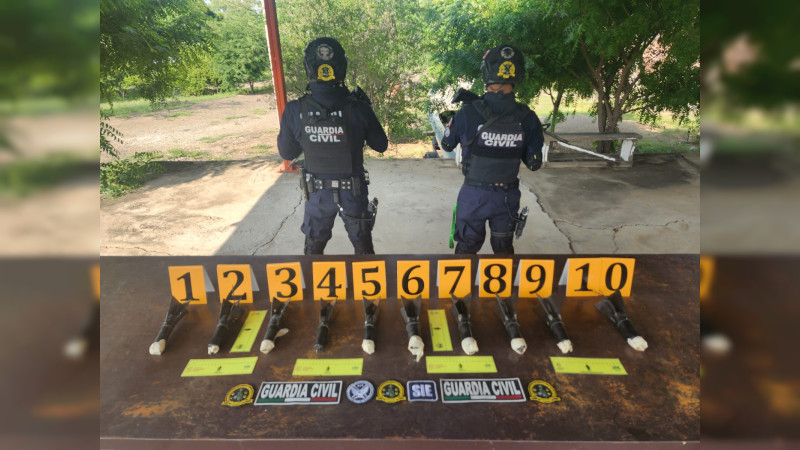 En Apatzingán, Michoacán, la SSP localiza campamento y desactiva 10 artefactos explosivos