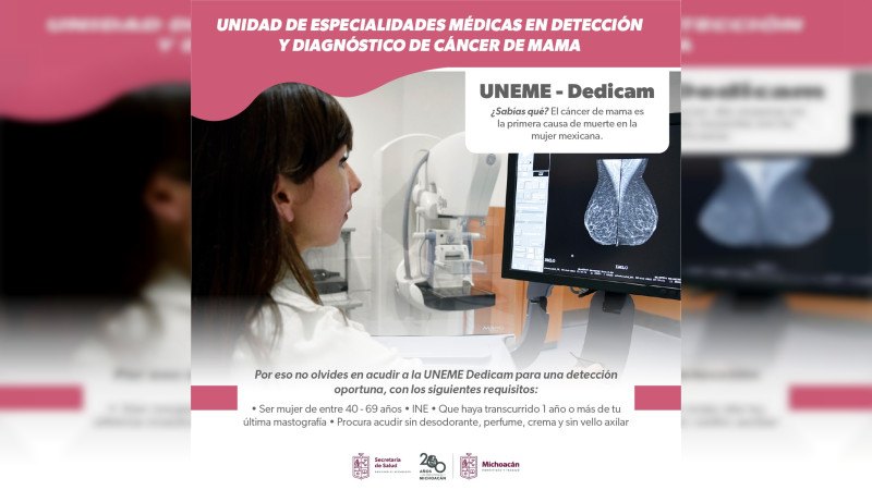 Sector Salud Michoacán brinda detección y diagnóstico temprano de cáncer de mama 