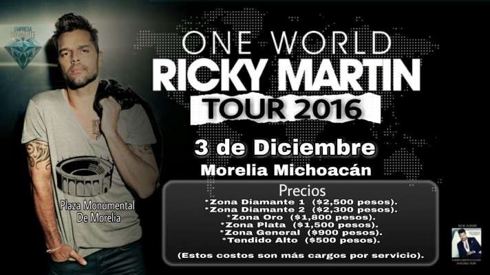 Mañana venta de boletos para Ricky Martin en Morelia 