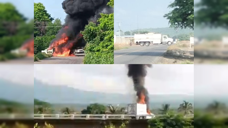 Arde Tierra Caliente de Michoacán: Queman camiones y atacan a dronazos a policías en Buenavista y Apatzingán 