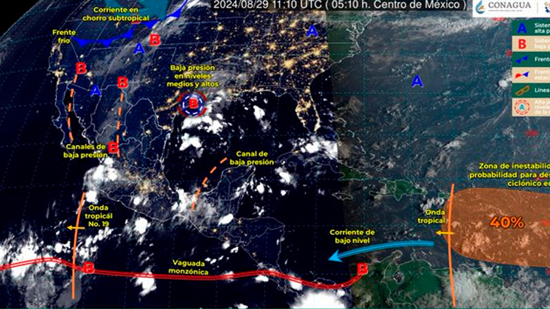Pronostican lluvias intensas en tres estados del sur del país 