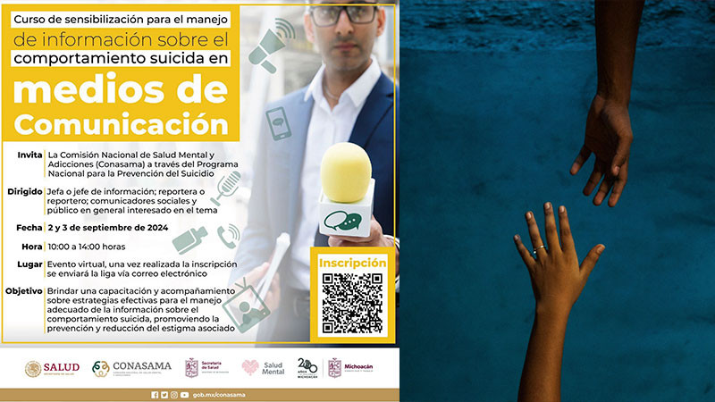 Sector salud en Michoacán invita a curso de sensibilización sobre el suicidio 