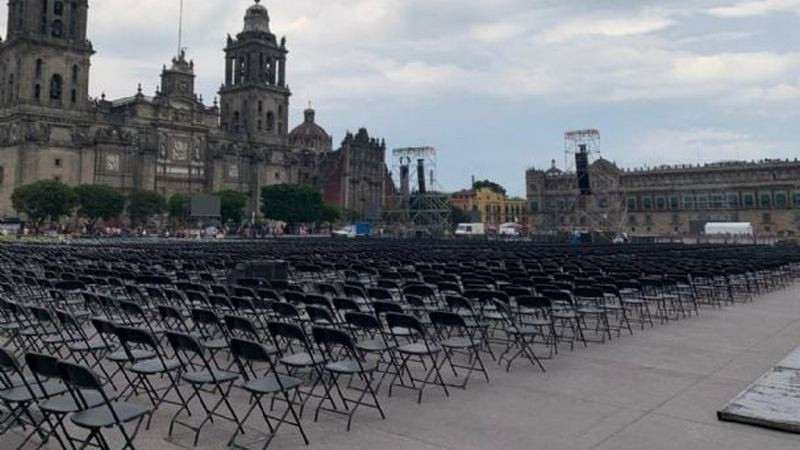 Arrancan preparativos en el Zócalo para el último informe de Gobierno de AMLO 