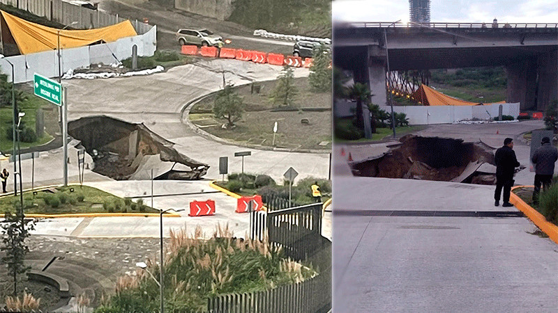 Se forma enorme socavón en Huixquilucan, Estado de México 