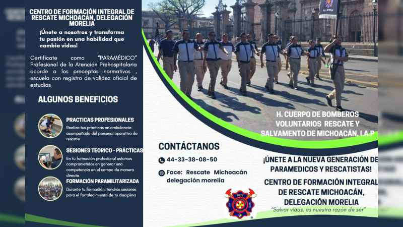 Lanza Rescate Michoacán convocatoria para certificación como Paramédico 