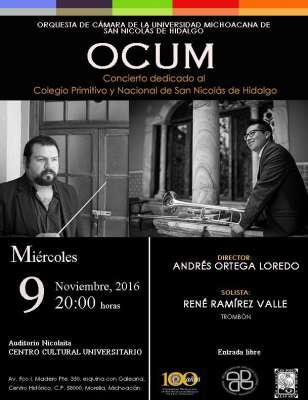 Concierto para orquesta y trombón ofrecerá la OCUM  