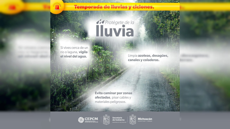 Emiten alerta preventiva para 20 municipios de Michoacán por tormenta tropical John