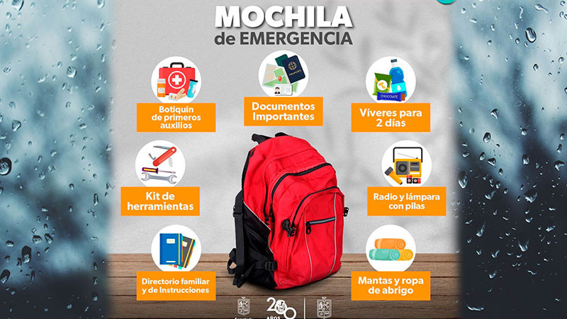 Sector salud emite recomendaciones para preparar una mochila de emergencia ante lluvias 