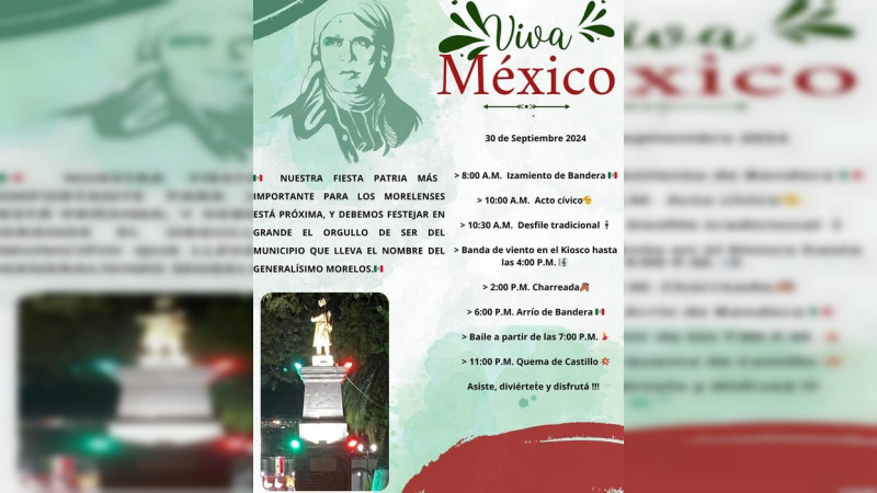 Invitan a las Fiestas Patrias en Villa Morelos, Michoacán, un legado de tradición y patriotismo