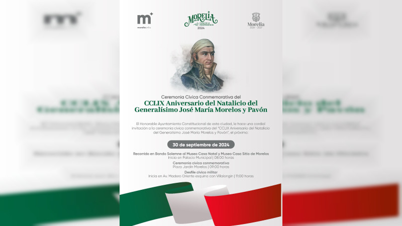 Gobernador, Alfredo Ramírez Bedolla, orador oficial en ceremonia por natalicio del Generalísimo don José María Morelos y Pavón 