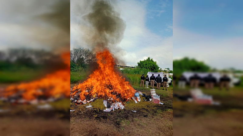 Incineran 1.4 toneladas de estupefacientes en Michoacán 
