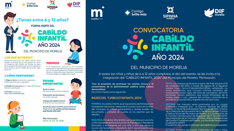 Gobierno de Morelia invita a las niñas y niños a formar parte del Cabildo Infantil 2024 