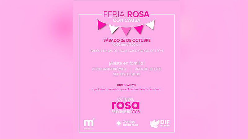 DIF Morelia invita a segunda edición de la Feria Rosa con causa y ofrece vales de mastografía gratuita  