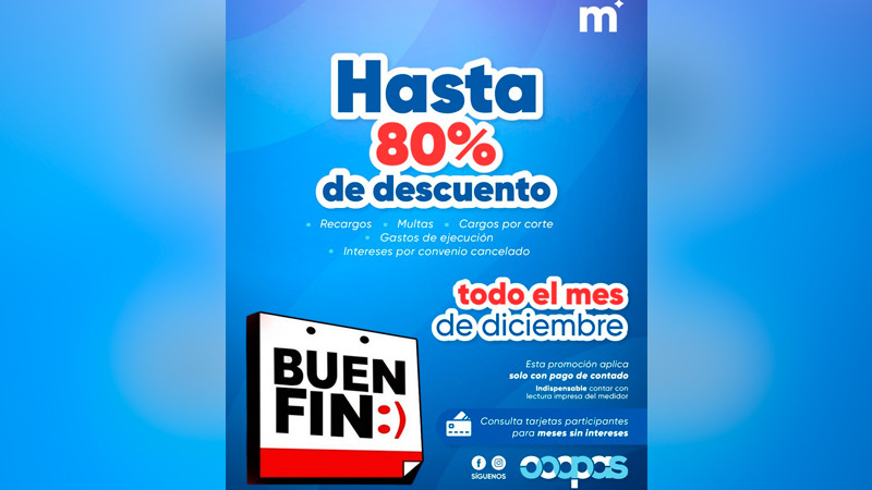 OOAPAS amplía descuentos del Buen Fin durante diciembre 