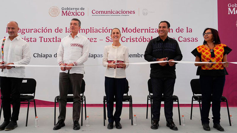 Inaugura presidenta Claudia Sheinbaum ampliación de la autopista Tuxtla - San Cristóbal  