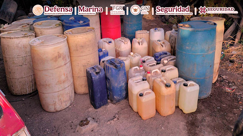 Catean 6 predios utilizados para almacenar hidrocarburo y detienen a cinco personas, en Hidalgo 