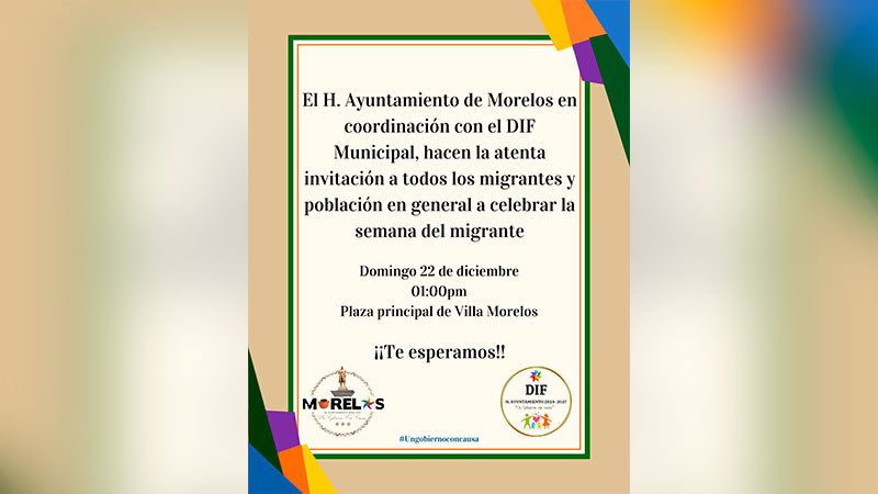 Celebrará Morelos la Semana del Migrante 